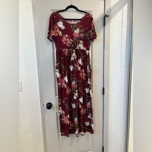 Floral Burgundy Maxi Dress